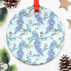 Beautiful Peacock Seamless Pattern Ornament (round) by Vaneshart