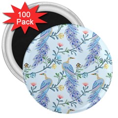 Beautiful Peacock Seamless Pattern 3  Magnets (100 Pack) by Vaneshart