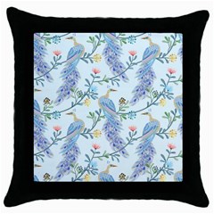 Beautiful Peacock Seamless Pattern Throw Pillow Case (black) by Vaneshart