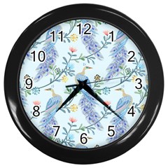 Beautiful Peacock Seamless Pattern Wall Clock (black) by Vaneshart