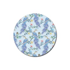 Beautiful Peacock Seamless Pattern Rubber Round Coaster (4 Pack)  by Vaneshart