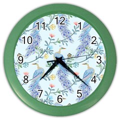 Beautiful Peacock Seamless Pattern Color Wall Clock by Vaneshart