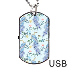 Beautiful Peacock Seamless Pattern Dog Tag Usb Flash (one Side) by Vaneshart