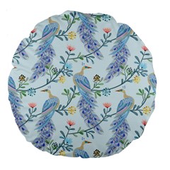 Beautiful Peacock Seamless Pattern Large 18  Premium Flano Round Cushions by Vaneshart