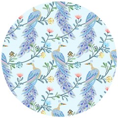 Beautiful Peacock Seamless Pattern Wooden Puzzle Round by Vaneshart