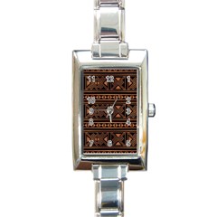 Colorful Bright Ethnic Seamless Striped Pattern Background Orange Black Colors Rectangle Italian Charm Watch by Vaneshart