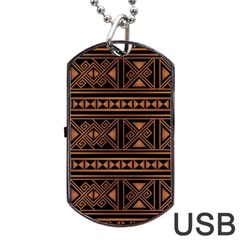 Colorful Bright Ethnic Seamless Striped Pattern Background Orange Black Colors Dog Tag Usb Flash (one Side) by Vaneshart