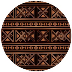 Colorful Bright Ethnic Seamless Striped Pattern Background Orange Black Colors Wooden Puzzle Round