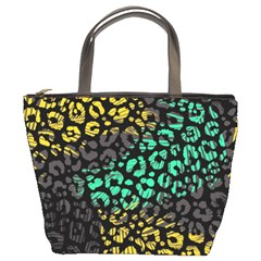 Abstract Geometric Seamless Pattern With Animal Print Bucket Bag by Vaneshart