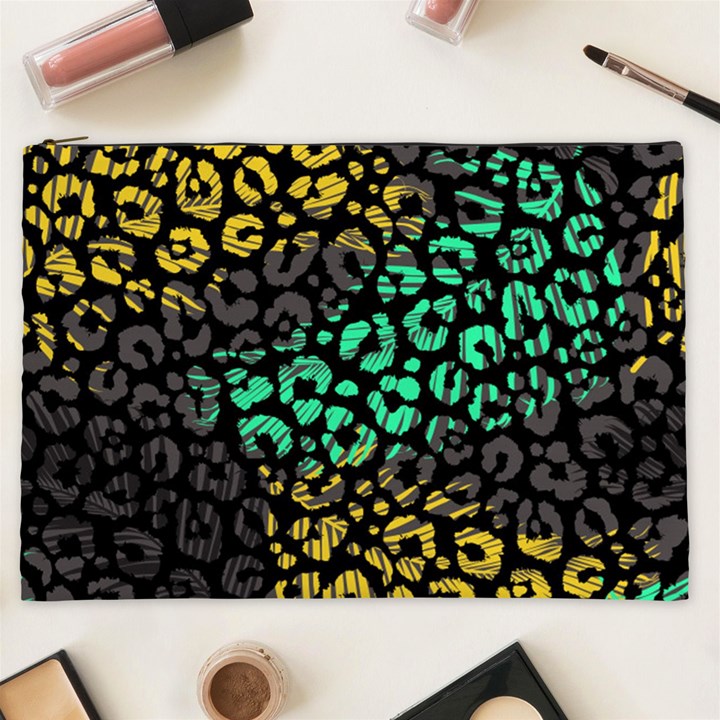 Abstract Geometric Seamless Pattern With Animal Print Cosmetic Bag (XXL)