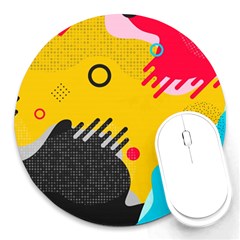 Abstract Colorful Pattern Shape Design Background Round Mousepads