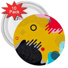 Abstract Colorful Pattern Shape Design Background 3  Buttons (10 pack) 