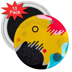 Abstract Colorful Pattern Shape Design Background 3  Magnets (10 pack) 