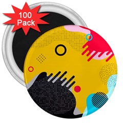 Abstract Colorful Pattern Shape Design Background 3  Magnets (100 pack)