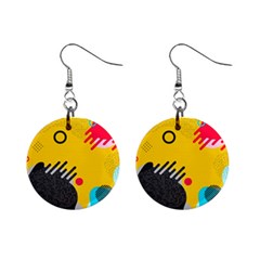 Abstract Colorful Pattern Shape Design Background Mini Button Earrings