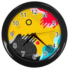 Abstract Colorful Pattern Shape Design Background Wall Clock (Black)