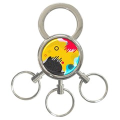 Abstract Colorful Pattern Shape Design Background 3-Ring Key Chain