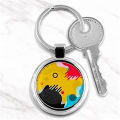 Abstract Colorful Pattern Shape Design Background Key Chain (Round)