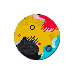 Abstract Colorful Pattern Shape Design Background Rubber Round Coaster (4 pack) 