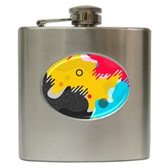 Abstract Colorful Pattern Shape Design Background Hip Flask (6 oz)