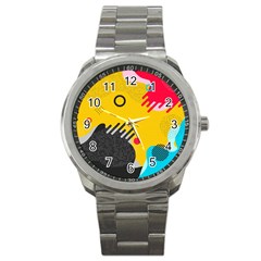 Abstract Colorful Pattern Shape Design Background Sport Metal Watch