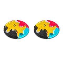 Abstract Colorful Pattern Shape Design Background Cufflinks (Oval)