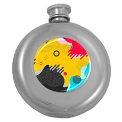 Abstract Colorful Pattern Shape Design Background Round Hip Flask (5 oz)