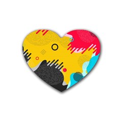 Abstract Colorful Pattern Shape Design Background Rubber Coaster (Heart) 