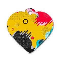 Abstract Colorful Pattern Shape Design Background Dog Tag Heart (One Side)