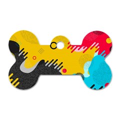 Abstract Colorful Pattern Shape Design Background Dog Tag Bone (One Side)