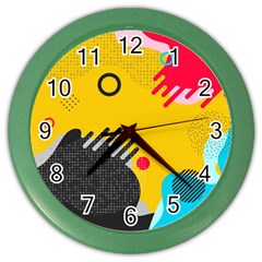 Abstract Colorful Pattern Shape Design Background Color Wall Clock