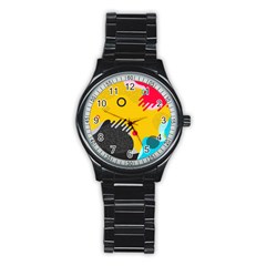 Abstract Colorful Pattern Shape Design Background Stainless Steel Round Watch