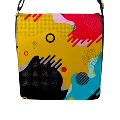 Abstract Colorful Pattern Shape Design Background Flap Closure Messenger Bag (L)