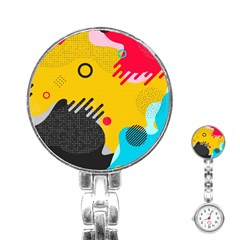 Abstract Colorful Pattern Shape Design Background Stainless Steel Nurses Watch