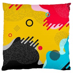 Abstract Colorful Pattern Shape Design Background Large Flano Cushion Case (One Side)