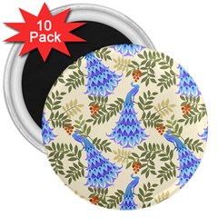 Peacock Vector Design Seamless Pattern Fabri Textile 3  Magnets (10 Pack)  by Vaneshart