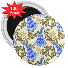 Peacock Vector Design Seamless Pattern Fabri Textile 3  Magnets (100 Pack) by Vaneshart