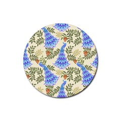 Peacock Vector Design Seamless Pattern Fabri Textile Rubber Round Coaster (4 Pack)  by Vaneshart