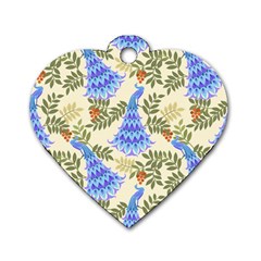 Peacock Vector Design Seamless Pattern Fabri Textile Dog Tag Heart (one Side) by Vaneshart