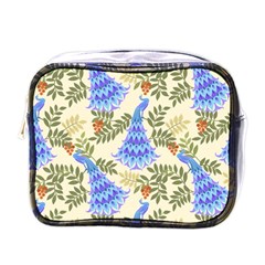 Peacock Vector Design Seamless Pattern Fabri Textile Mini Toiletries Bag (one Side) by Vaneshart