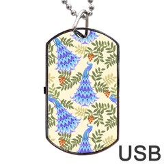 Peacock Vector Design Seamless Pattern Fabri Textile Dog Tag Usb Flash (two Sides) by Vaneshart