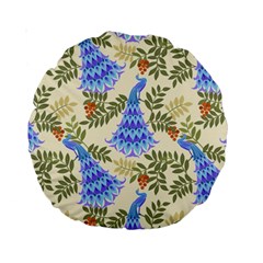 Peacock Vector Design Seamless Pattern Fabri Textile Standard 15  Premium Round Cushions