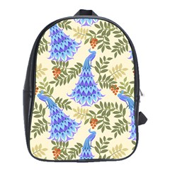 Peacock Vector Design Seamless Pattern Fabri Textile School Bag (xl) by Vaneshart