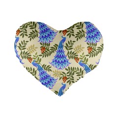 Peacock Vector Design Seamless Pattern Fabri Textile Standard 16  Premium Heart Shape Cushions