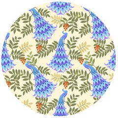 Peacock Vector Design Seamless Pattern Fabri Textile Wooden Bottle Opener (round)