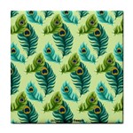 Peacock Feather Pattern Tile Coaster Front