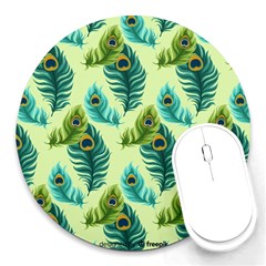 Peacock Feather Pattern Round Mousepads by Vaneshart