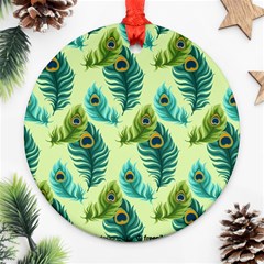 Peacock Feather Pattern Ornament (round) by Vaneshart