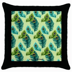 Peacock Feather Pattern Throw Pillow Case (black) by Vaneshart