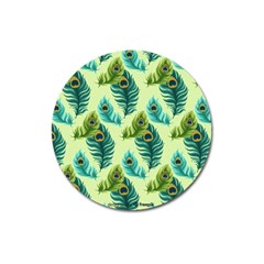 Peacock Feather Pattern Magnet 3  (round) by Vaneshart